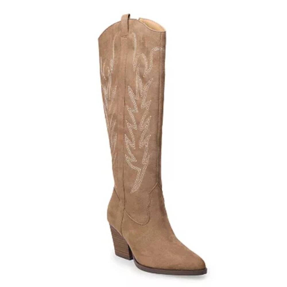 BRAND NEW LC Lauren Conrad Nadilynn Tall Western Women's Boots Brown